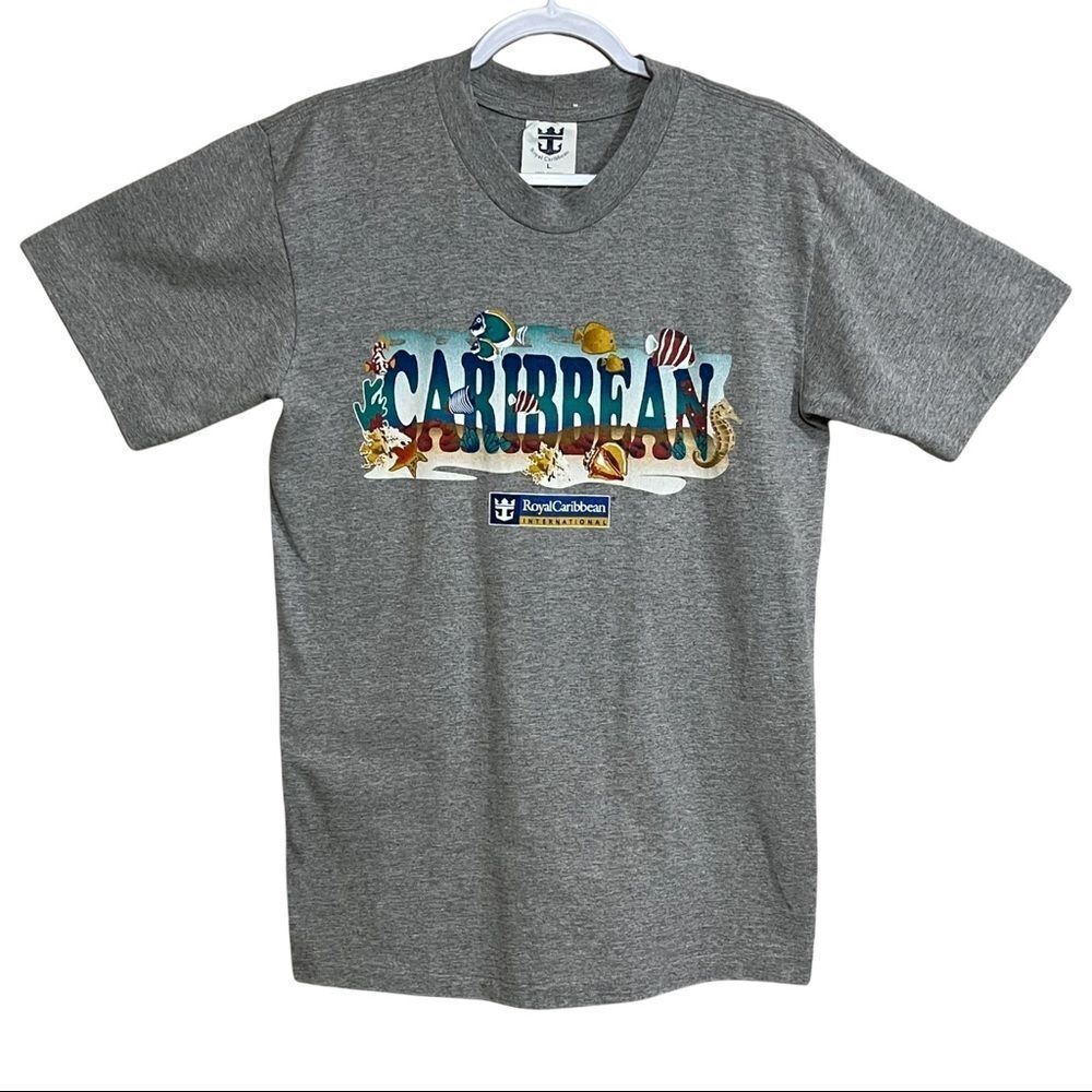 Royal Caribbean vintage mens large aquatic print short sleeve tee shirt